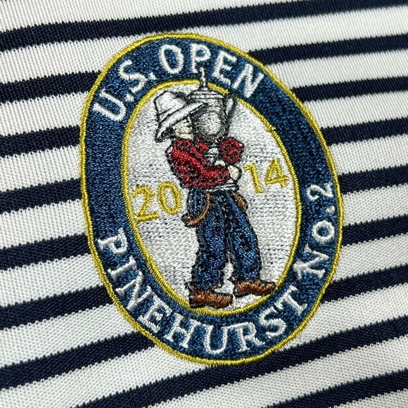 2XL Pinehurst by Adidas 2014 U.S. Open Official Navy Stripe Polo Shirt - Picture 3 of 11